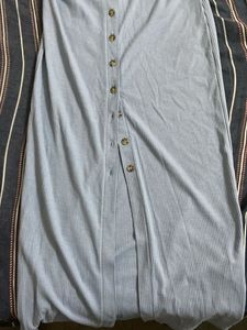 F21 Light Blue Button-Front Ribbed Dress