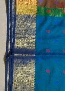 Elegant Blue Saree with Golden Border