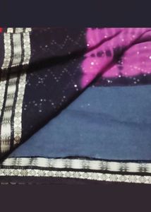 Stunning Purple &amp; Black Saree with fall