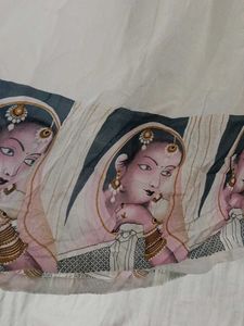 White Ethnic Skirt with Mughal Art Print