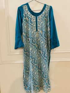 Beautiful Teal Embroidered Kurta Set