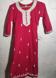 Vibrant Pink Chikankari Kurta set