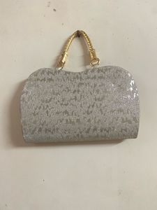 Silver Clutch with Butterfly Detail
