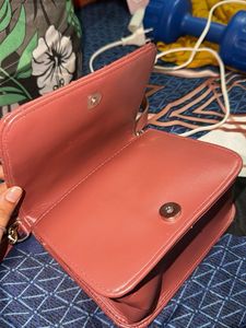 pink sling Bag with Gold Chain