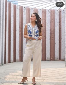 Embroidered Crop Top & Palazzo Set