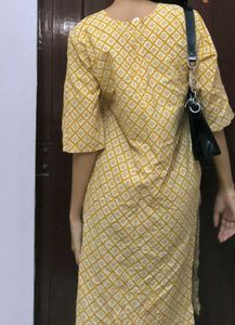Yellow Printed Kurti