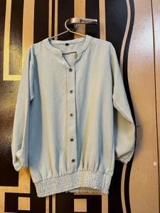 Light Blue Button-Up Blouse