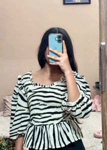Zebra Print Peplum Top🐼