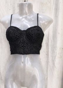28158. Sheer Leopard Print Corset Top