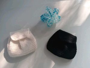 Handmade Crochet Mini Pouch | Black &amp; White |