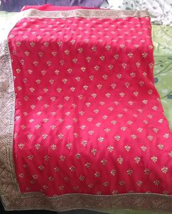 Red &amp; Gold Embroidered Fabric