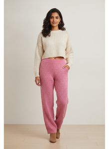 Pink Cable Knit Trousers