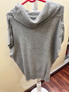 Promod  Grey Knit Poncho Sweater