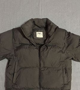 Black Cropped Puffer Jacket