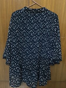 Chic Floral Print Mock Neck Top