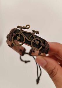 Bicycle Charm Leather Bracelet