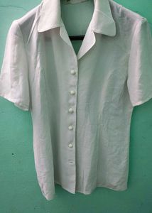 Classic White Notched Collar Shirt (Premium Cotton