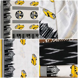 Unique Yellow Car Print Dress Material
