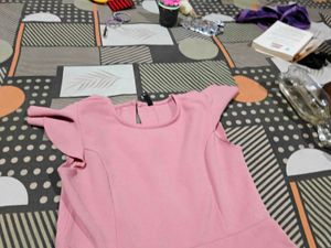 Chic Pink Flutter Sleeve Dress