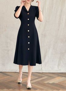 Vintage Black Button-Up midi dress