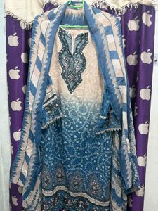 Elegant Blue Ombre Kurta Set with Dupatta