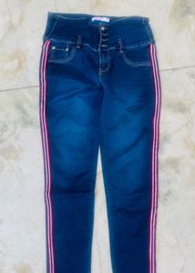Striped High-Waisted Jeans