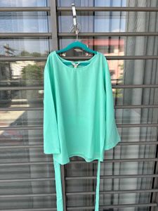 Mint Green Relaxed Fit Top with Tie