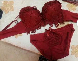Women's Honeymoon Hot Lacy Red Bra &amp; Panty Set