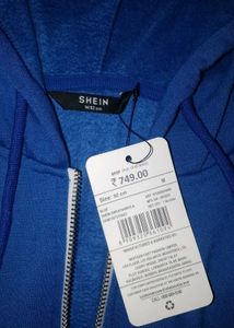 Blue Cropped Zip Hoodie