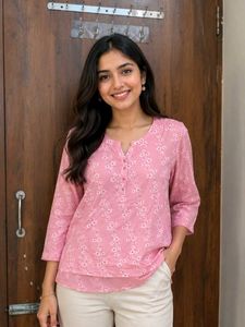 Pink Floral Print Top kurti