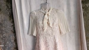 Sparkling White Dress with Bow Detail