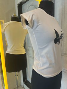 White Butterfly Graphic T-Shirt