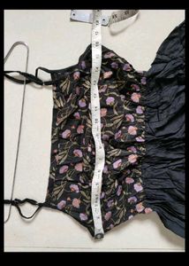 Black Floral Embroidered Midi Dress
