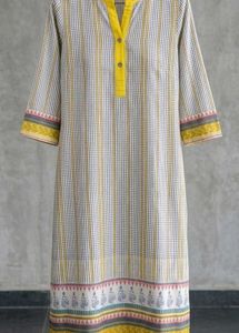 Comfortable Checkered Kurta with Yellow Accents