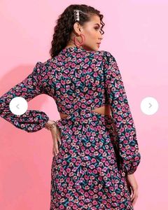 (Tokyo Talkies)Floral Print Cut-Out Dress