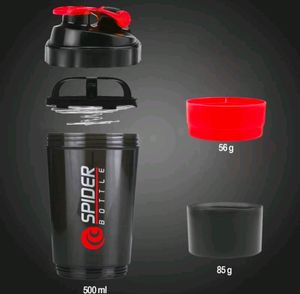 SpiderPro 500ml Gym Shaker Bottle Red