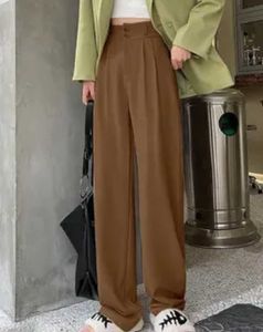 Brown Wide Leg Pleated Pants