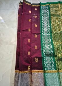 Maroon Saree with Silver Motifs