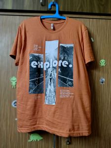 New L size Orange Explore T-Shirt