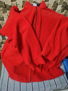 Cozy Red Fleece Zip-Up Sweater