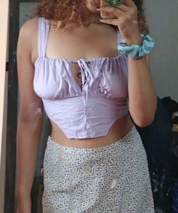 Lavender Tie-Front Coreset style Top