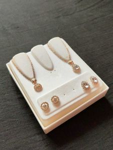 Elegant Rose Gold Necklace &amp; Earring Set combo of
