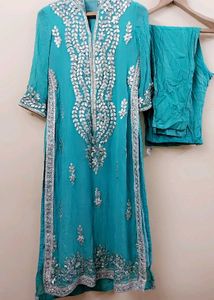 combo  Teal Kurta Set with Silver Embellish