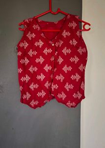 Pink Printed indo western Ethnic Vest Top