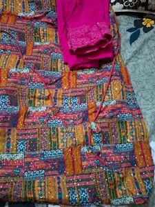 Multicolor Kurti with net pants💞