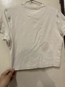 Basic Cream Cropped T-Shirt