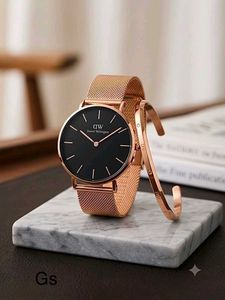Elegant Rose Gold Watch & Bracelet Set