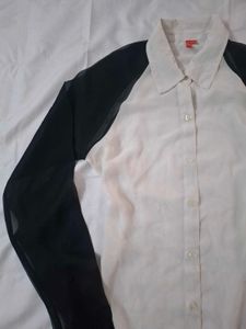 Chic y2k White &amp; Black Button-Up Shirt