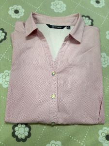 Pink Dotted Button-Up Shirt