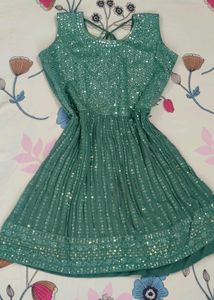 🌙 Green Mirror Work Sharara Set 💚